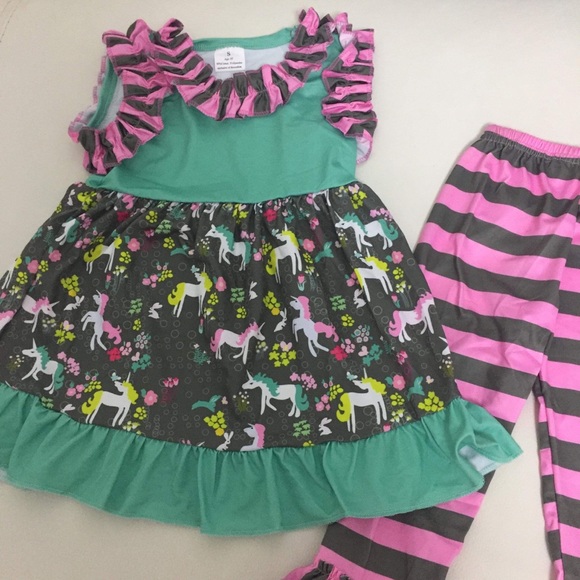 Unicorn cute ruffle sleeveless top pants set - Picture 7 of 7